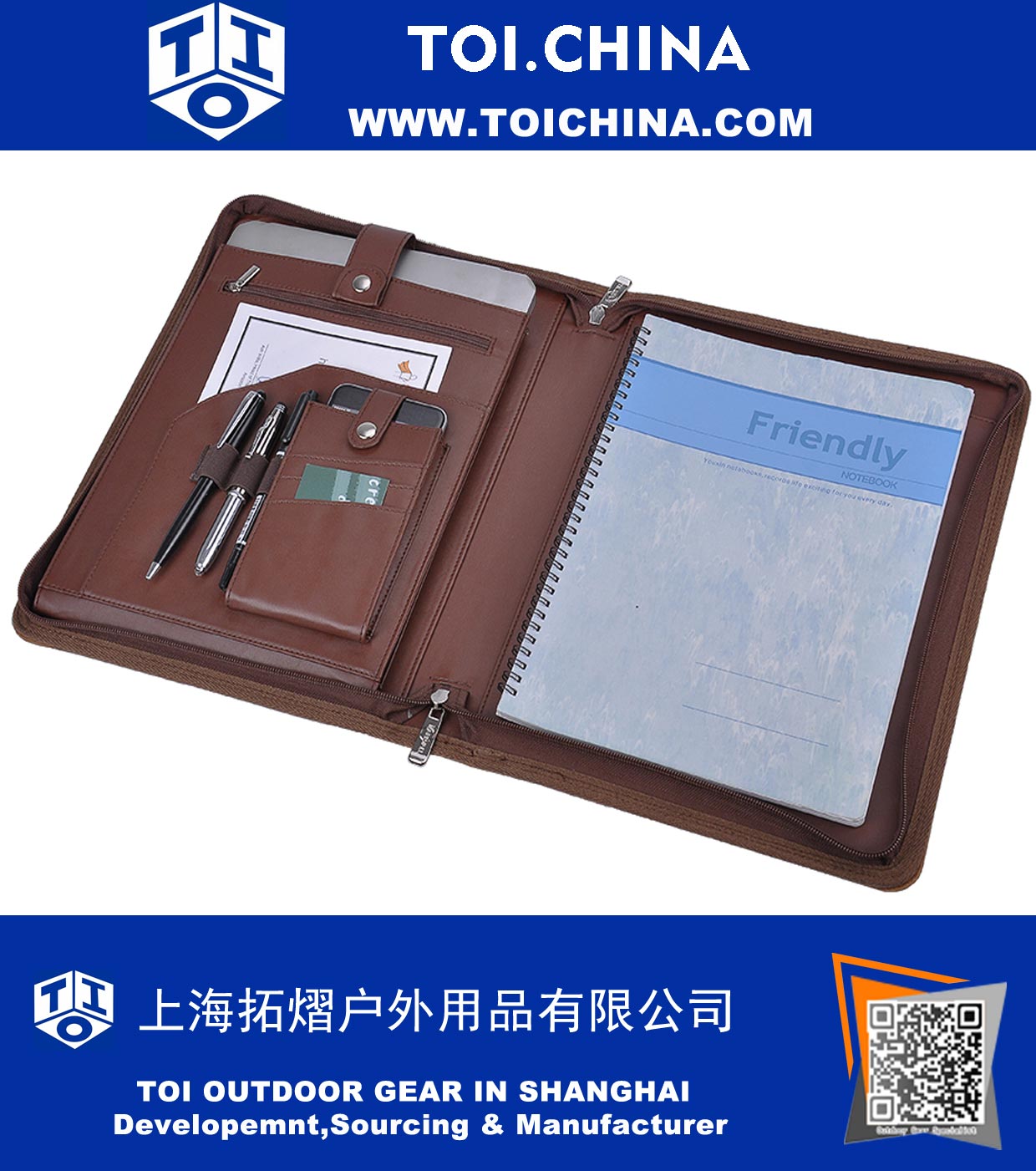 Leather Organizer Laptop Folio Case with Notepad Holder for 13 inch Surface Book MacBook Air