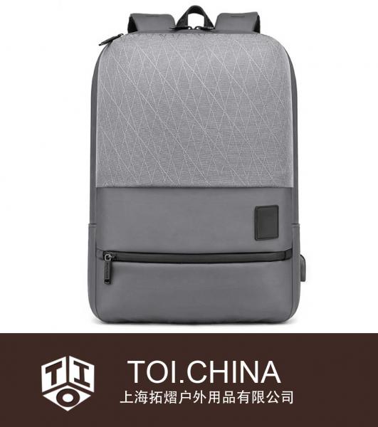 Mochila comercial USB multifuncional mochila simples à prova d'água de poliéster masculino para computador