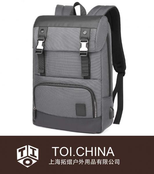 Mochila masculina de lazer para negócios e carregamento USB bolsa de grande capacidade