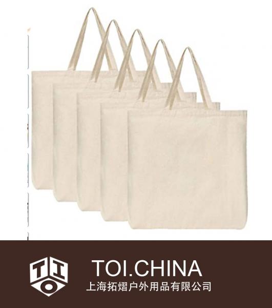 Bolsas de compras de lona Bolsas de hombro lavables reutilizables para comestibles Bolsas de lona en blanco multiusos