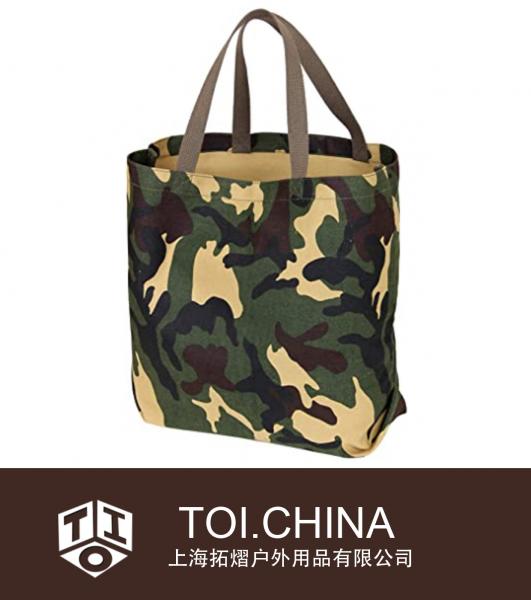 Sac fourre-tout en toile, sac à provisions réutilisable, sac d'épicerie, sac camo