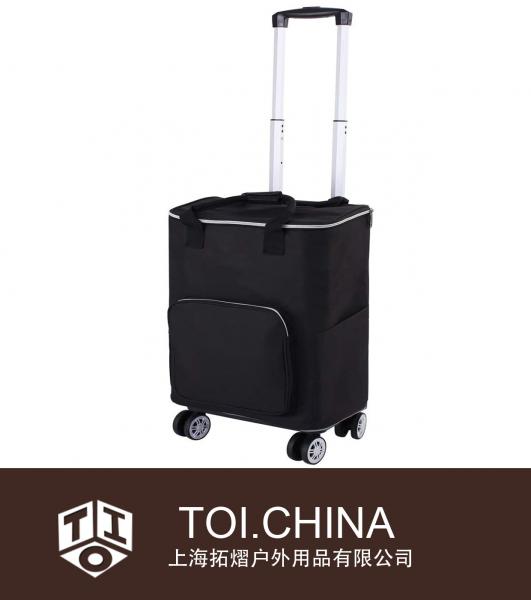 Collapsible Utility Cart with Insulation Bag Foldable Reusable Shopping Trolley Bag