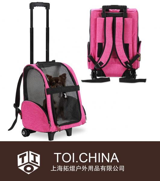 Deluxe Backpack Pet Travel Carrier with Double Wheels