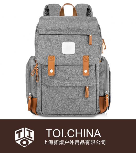 Mochila para pañales, bolso de lona impermeable para bebé, bolso para pañales de viaje de maternidad