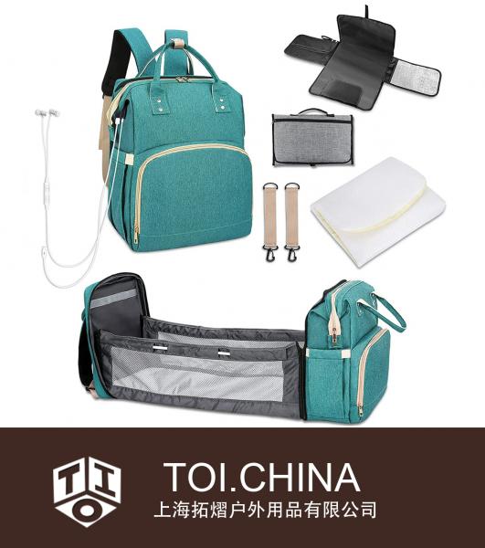 Mochila para fraldas com berço-cama Grande bolsa para mamães Mochila de viagem para bebê organizadora de bolsas