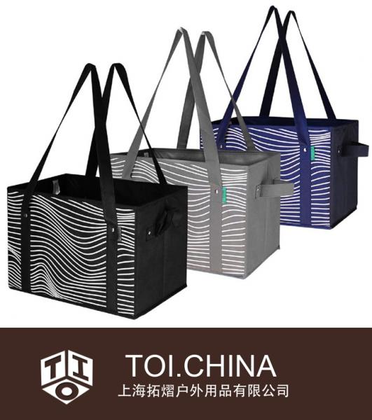 Eco-friendly Reusable Grocery Bags Set Shopping tote bag with Reinforced Bottom