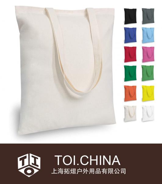 La bolsa de asas económica del algodón, bolsos reutilizables medianos ligeros del paño de las compras del ultramarinos