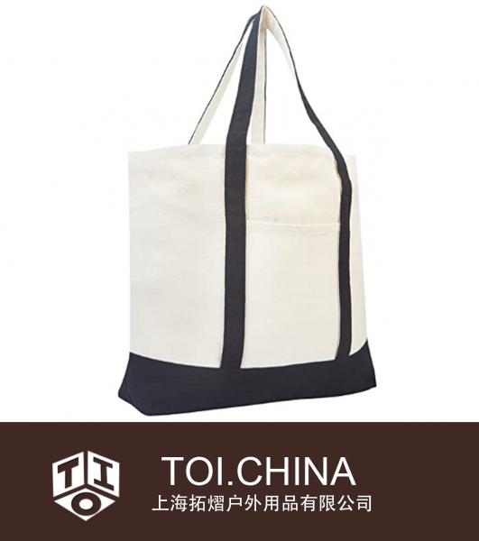 Bolsa de lona extra grande, bolsa de tela reutilizable para compras de comestibles, bolsa de bricolaje con tapa abierta para manualidades