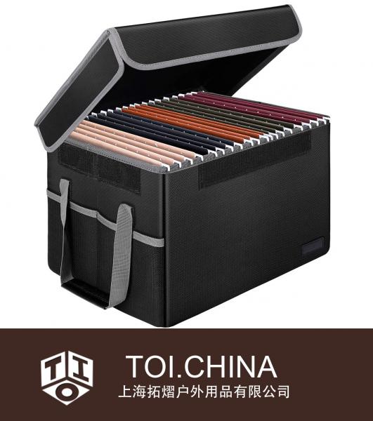 File Box Fireproof File Storage Organizer Box with Lid,Collapsible Document Storage Filing Box