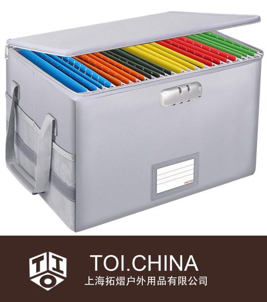 Fireproof Box with Lock,File Box Storage Organizer with Zippers,Collapsible Fireproof Document Box Filing Box