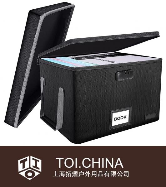 Boîte de rangement de fichiers ignifuge avec couvercle, coffre-fort pour documents portable pliable