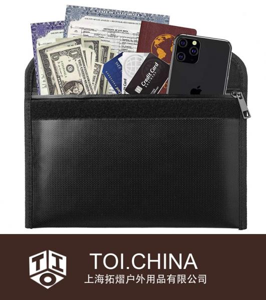 Fireproof Money Bag Fireproof Wallet Bag Waterproof Storage Pouch