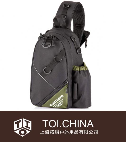 Saco de estilingue de mochila de pesca com suporte para haste Mochila de mochila de pesca com mosca