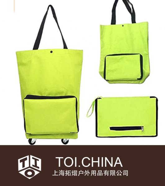 Faltbarer Einkaufswagen Faltbare Einkaufstasche mit Rädern Reshline Faltbare umweltfreundliche Faltung auf Rädern Erweiterbare Trolley-Taschen