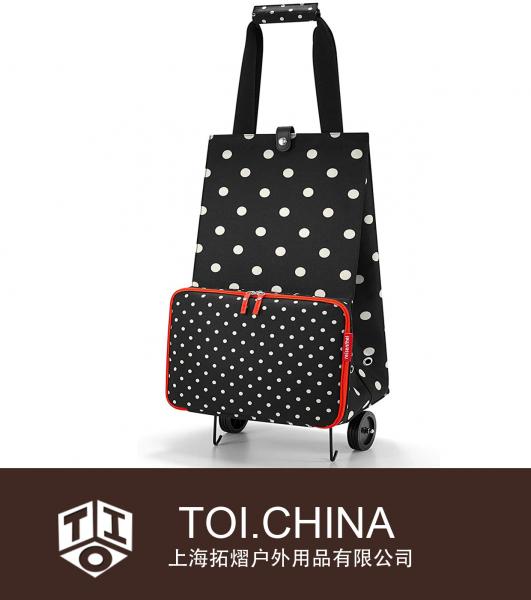 Foldable Trolley Bag, Packable Oversized Tote with Wheels