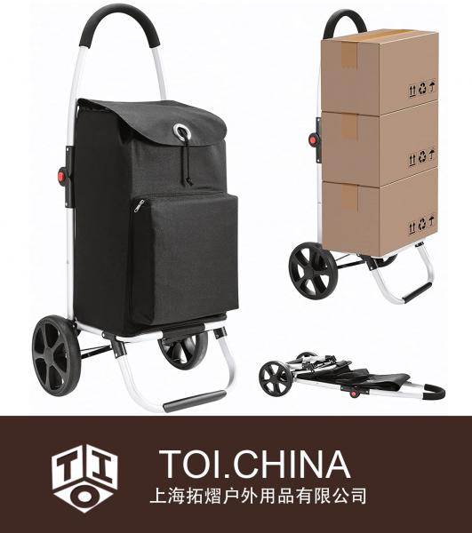 Carrito de compras para uso general plegable, Carrito de compras plegable para comestibles con bolsa impermeable, Carrito de compras para trabajo pesado