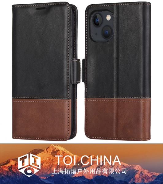 Étui pour téléphone portable en cuir véritable, étui portefeuille bloquant RFID