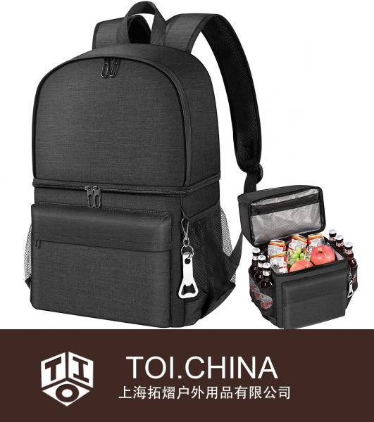 Insulated Cooler Backpack Double Deck Cooler Bag Leakproof Lightweight Backpack Soft Lunch Backpack
