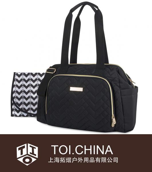 Bolso tote acolchado para pañales, bandolera convertible