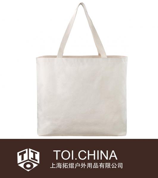 Bolsa de lona reutilizable, bolsa de asas en blanco