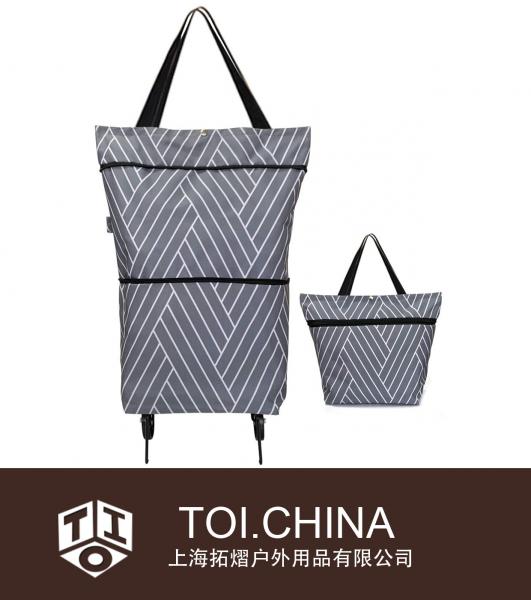 Reusable Grocery Bags with Wheels Foldable Shopping Bags
