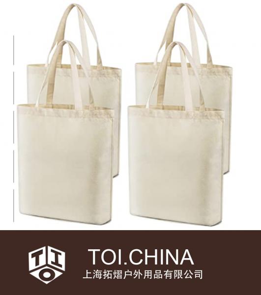 Reusable Large Canvas Tote Bags, Blank Multi-purpose Canvas Bags