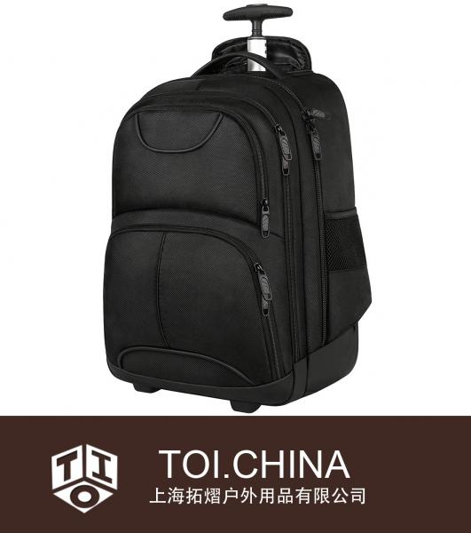 Rollbarer Rucksack, wasserdichter College-Laptop-Rucksack mit Rollen für Reisen, Carryon Trolley-Gepäck-Koffer