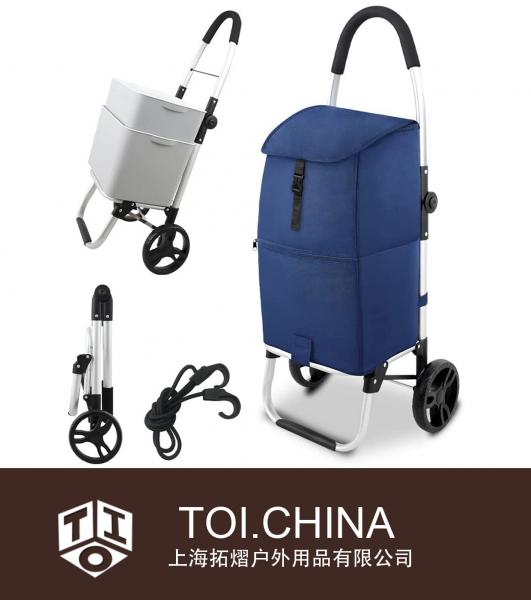 Shopping Grocery Foldable Cart, Big Capacity Grocery Foldable Cart with Extra Large Shopping Bag Laundry Utility Cart