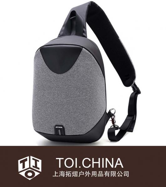 Bolso cruzado de un solo hombro con carga USB Bolso grande para el pecho para hombre