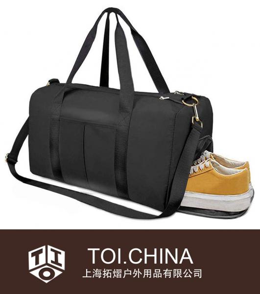 Bolsa de ginástica esportiva com bolso úmido e compartimento para sapatos, bolsa de viagem para homens e mulheres leve