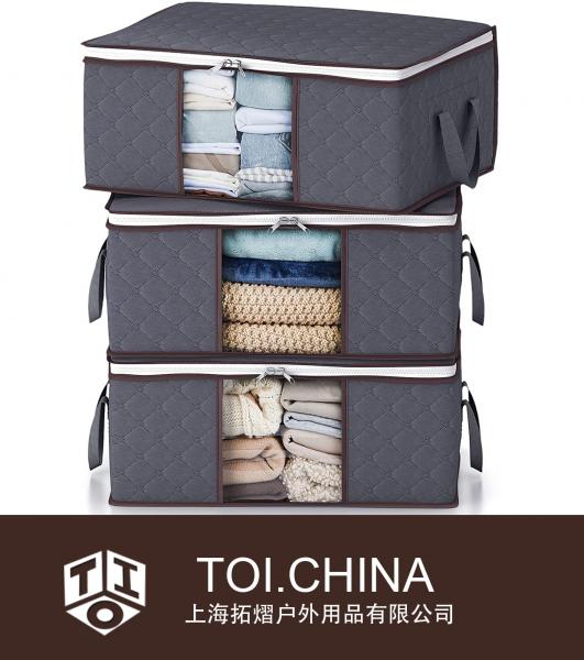 Organizador de armário de compartimento de armazenamento dobrável bolsa de armazenamento com tecido resistente de alça reforçada