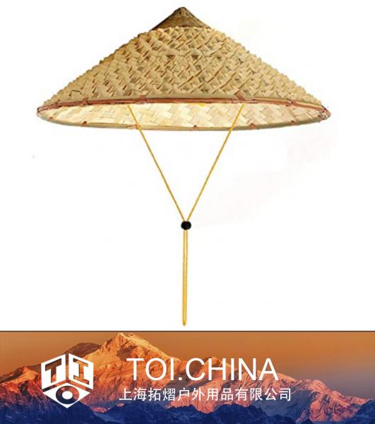 Chapéu de palha de bambu para o sol, chapéu de pesca de fazendeiro de jardim