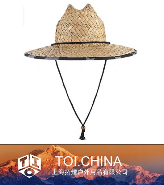 Chapeau de sauveteur en paille, chapeau de soleil en paille