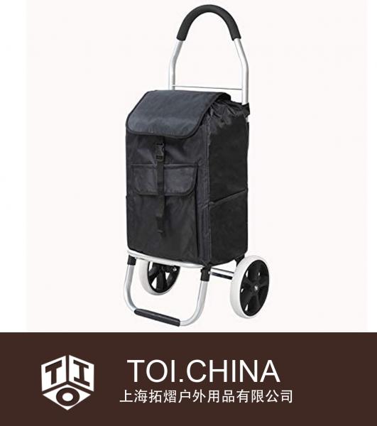 Carrito de la compra con carrito, portátil, bolsa de gran capacidad, equipaje de aleación de aluminio plegable