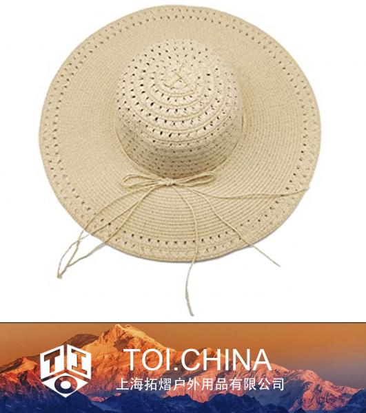 Womens Straw Sun Hat, Multicolor Foldable Roll Up Cap
