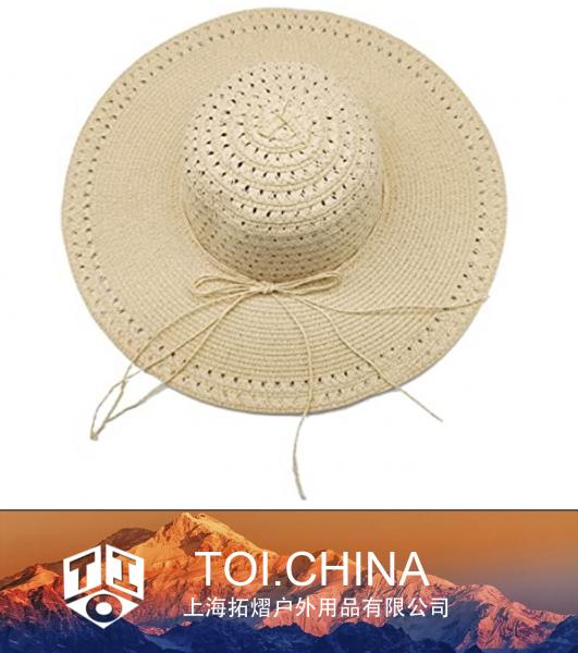 Sombrero para el sol de paja para mujer, gorra enrollable plegable multicolor