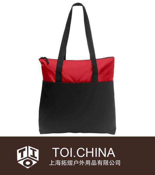 Zip Top Convention Tote, Kanvas Tote Çanta