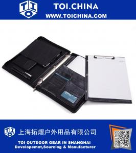 3-Ring Binder Schwarzes Leder Padfolio mit Tastatur für iPad Mini