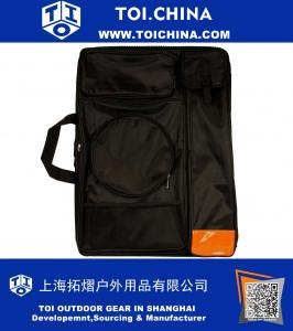 Bolsa de mochila para transporte de portfólio de arte em nylon preto