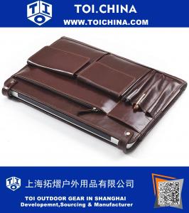 Chocolate Brown Leather Apple MacBook Clutch Carrying Case With iPad and iPhone Pockets