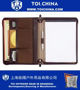 Classic Genuine & synthetic Leather Mahogany Zippered Padfolio