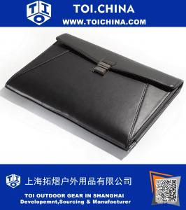 Deluxe Mens MacBook Clutch Carrying Case in Smooth Black Leather Case
