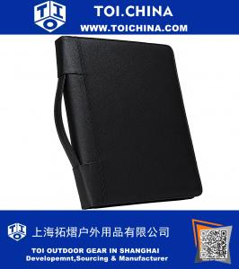 Portafolios ejecutivo con cremallera con carpeta de 3 anillas extraíble y bloc de notas tamaño carta, color negro