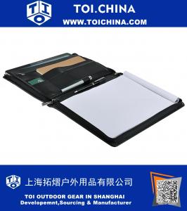 Organizador en folio de cuero genuino para uso con la mano izquierda o derecha, tamaño carta