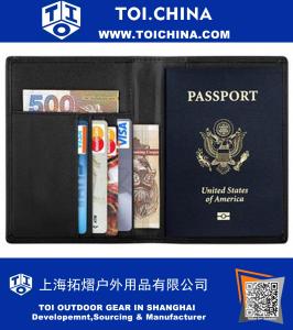 Cartera de piel auténtica para pasaporte en 7 colores