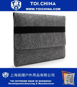 Protector de manga de bolso de fieltro gris hecho a mano con banda elástica negra
