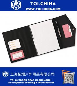 Diário, caderno espiral, couro sintético, fechamento instantâneo, bolso de arquivo, rosa resiliente