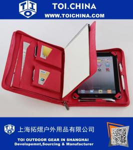 Capa de senhora para transporte aéreo de iPad com papel para escrever em couro vermelho