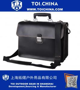 Leather Briefcase Bag with Handle, Strap and Organizer Panel