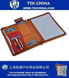 Leather Organizer Padfolio, Fits Letter-Size / A4 Notepad and Documents